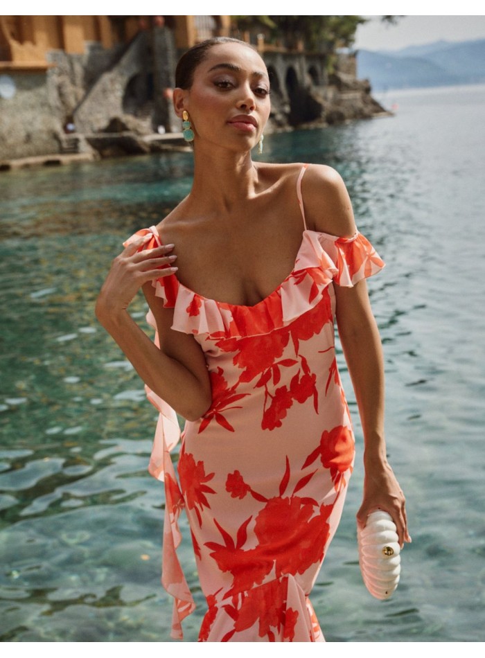 Robe midi à bretelles avec imprimé floral