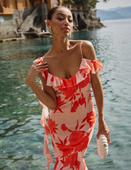 Robe midi à bretelles avec imprimé floral