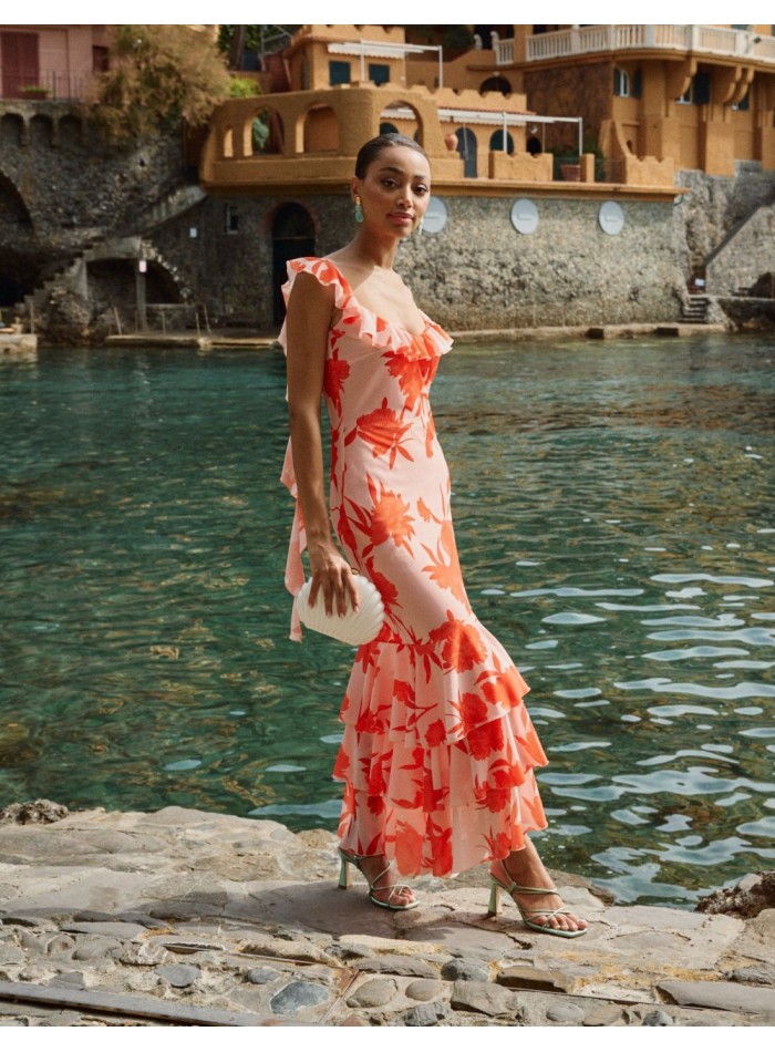 Robe midi à bretelles avec imprimé floral