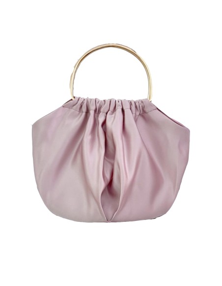 Bolso de mano en raso con asa dorada nude Bolso de mano en raso con asa dorada nude