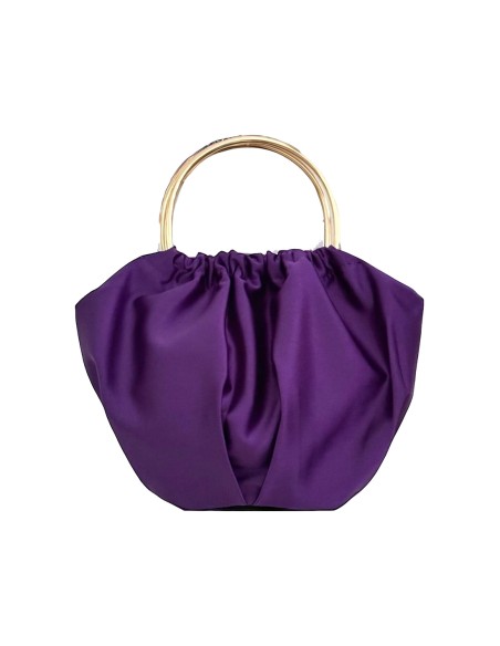 Satin handbag with golden handle
