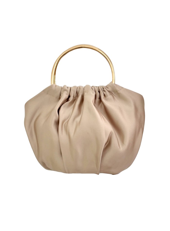 Satin handbag with golden handle