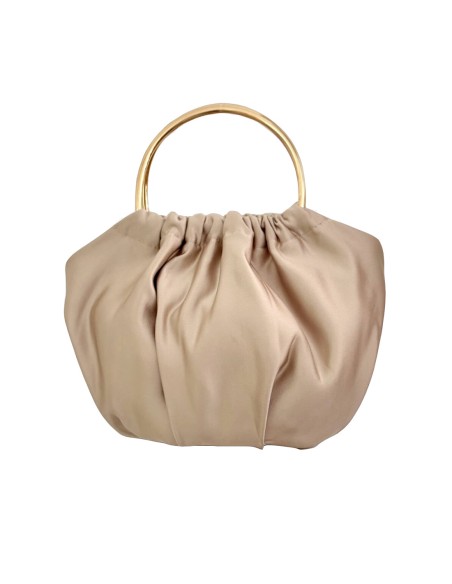 Bolso de mano en raso con asa dorada dorado Bolso de mano en raso con asa dorada dorado