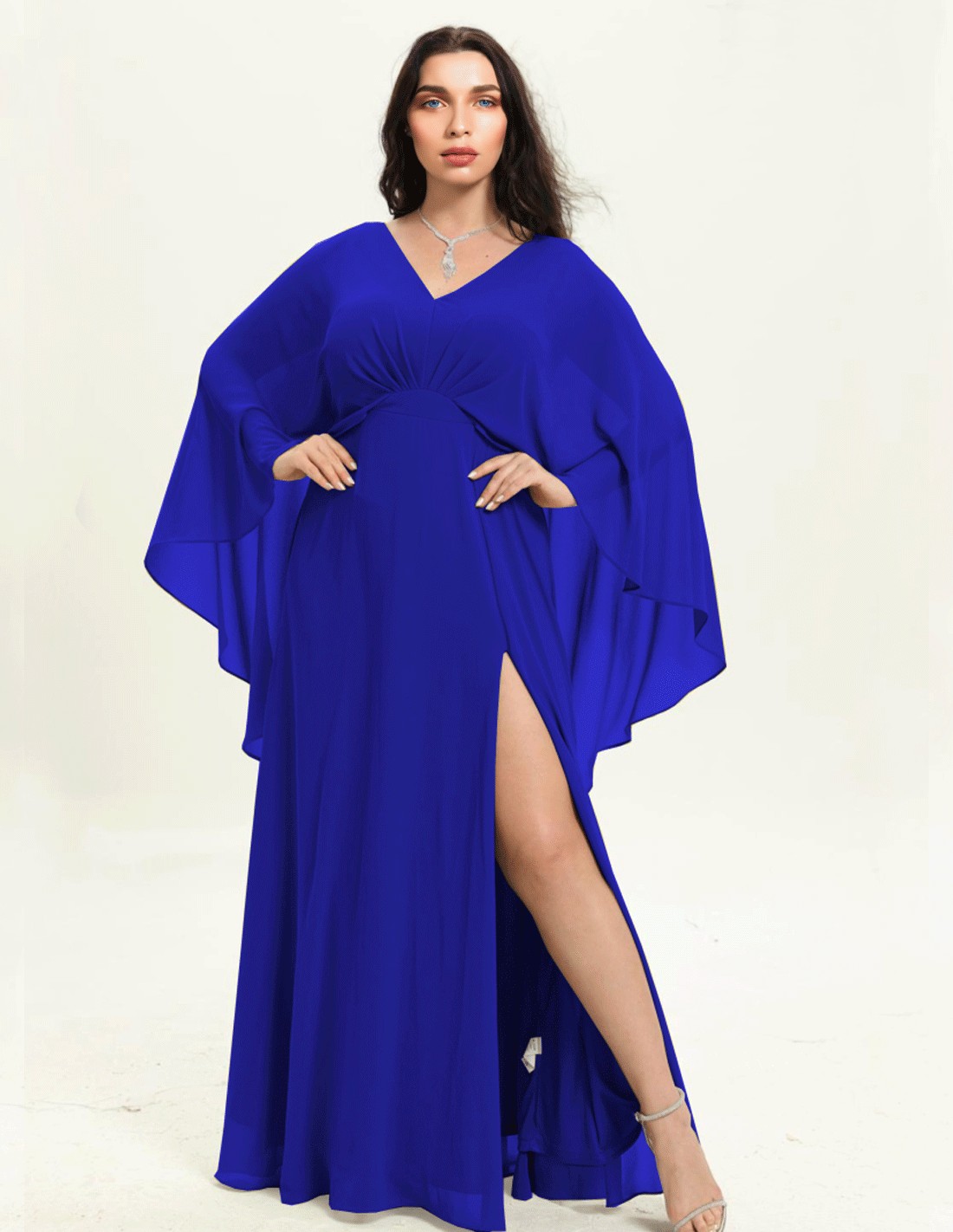 Robe longue avec manches en cape| INVITADISIMA