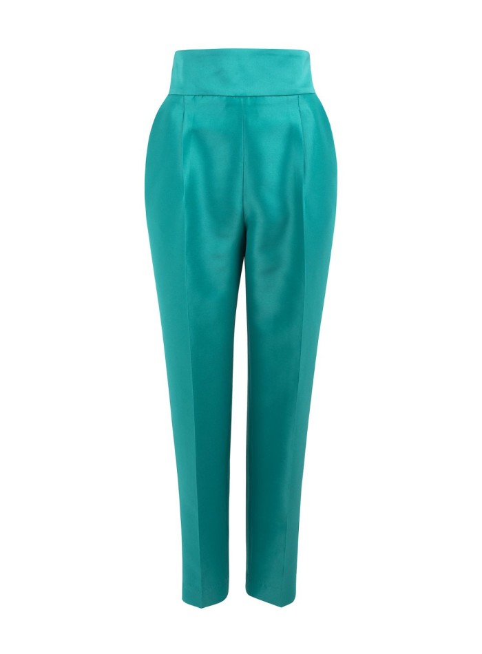 Orange long trousers with darts and pockets