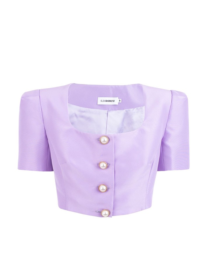 Top à manches courtes avec Boutonnières en perles