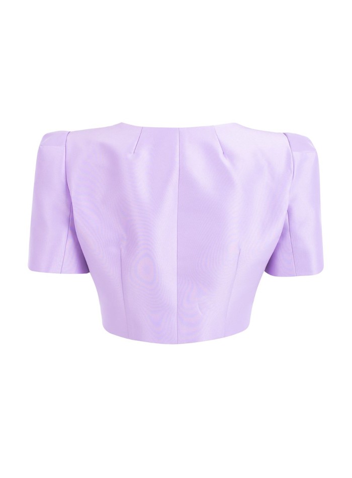 Short sleeve crop top with pearl buttons