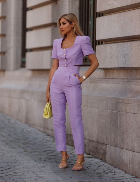 Orange long trousers with darts and pockets