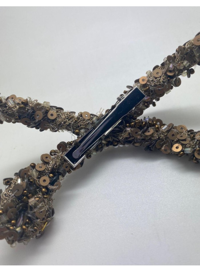 Tocado fantasía con lentejuela oro viejo y...