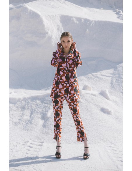 Printed dinner suit with tuxedo jacket and slim-fit pants