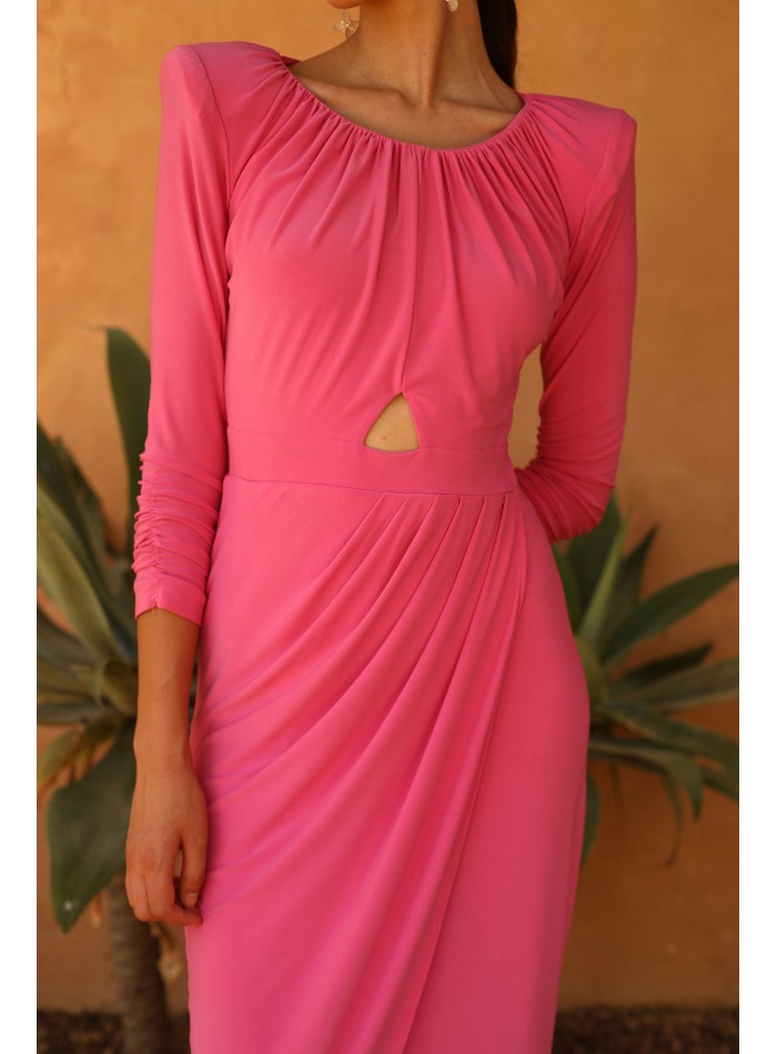 Robe d'invité midi à manches longues avec...