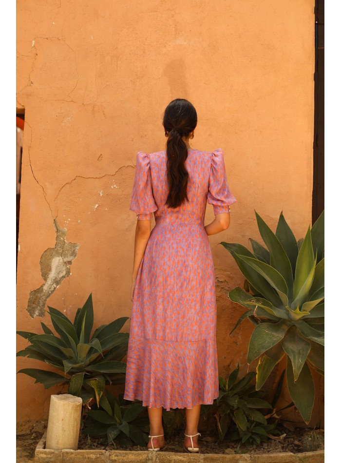 Candance Cruzado Delante Gasa Largo Vestido Con Lazo Fucsia Tallas Grandes