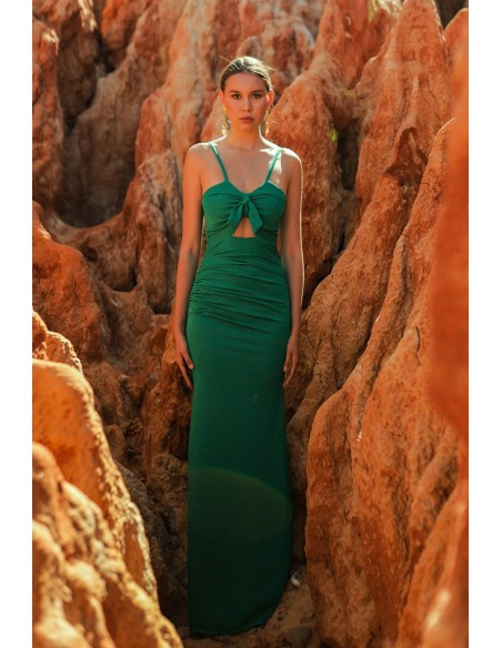 Long narrow party dress with cut-out cut and drape Long narrow party dress with cut-out cut and drape