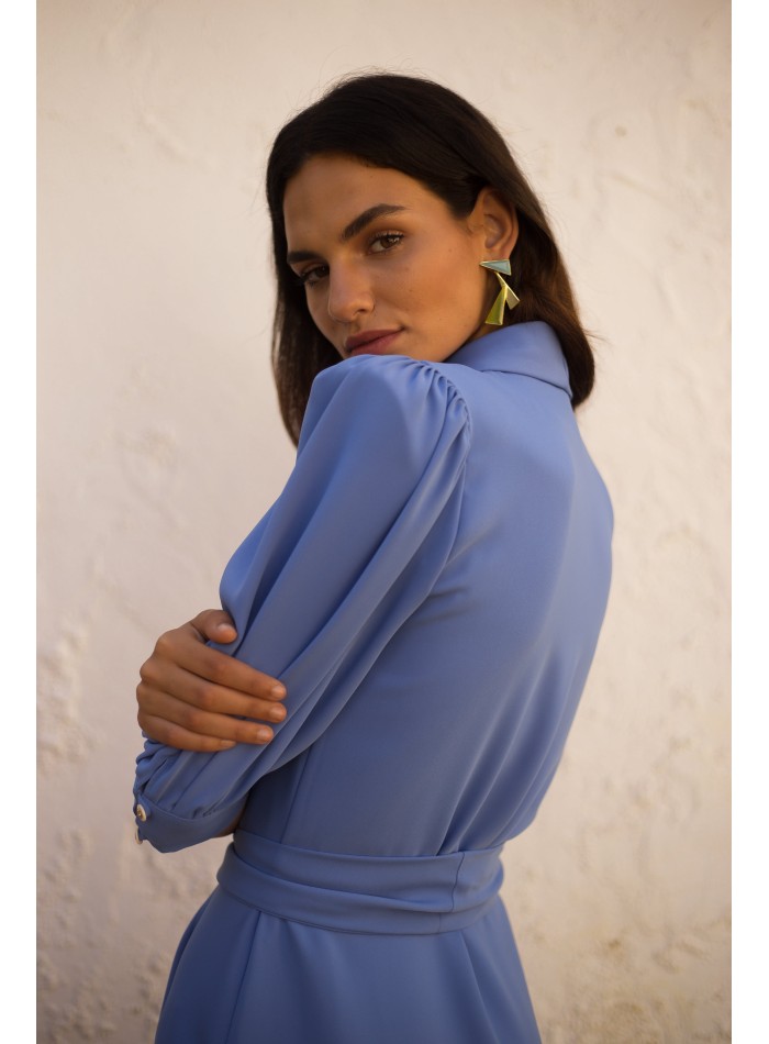 Robe de soirée midi à manches bouffantes et...