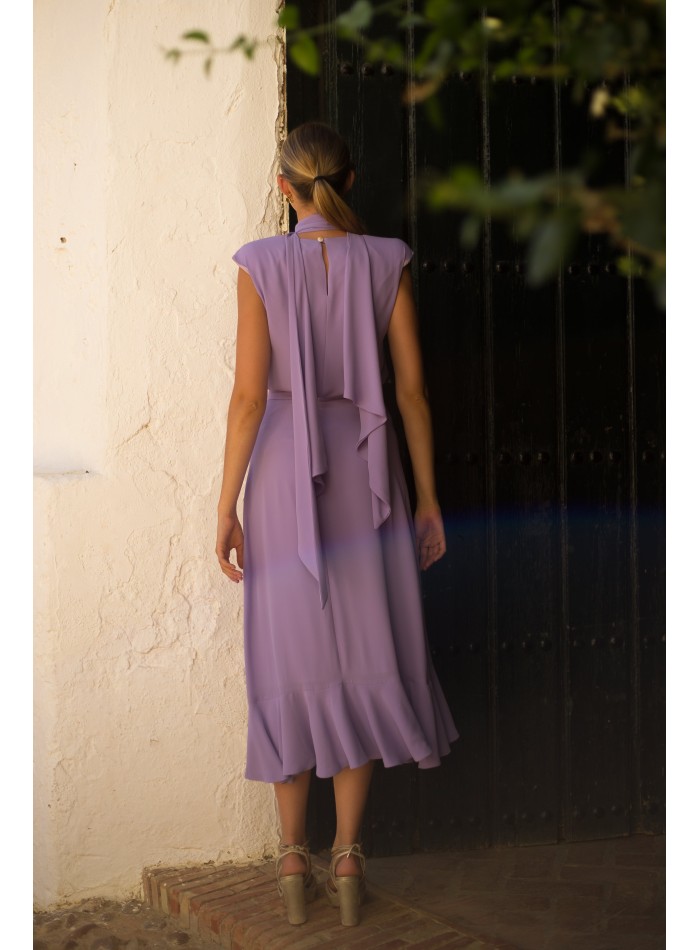 Purple top and skirt with cascading ruffles set