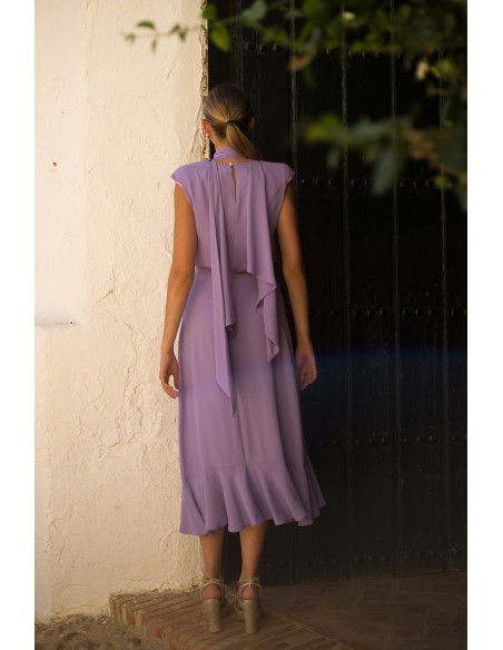 Ensemble Top et Jupe mauves à volants en cascade