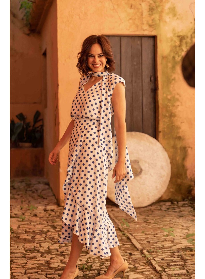 Top and cross skirt with polka dot frilly set