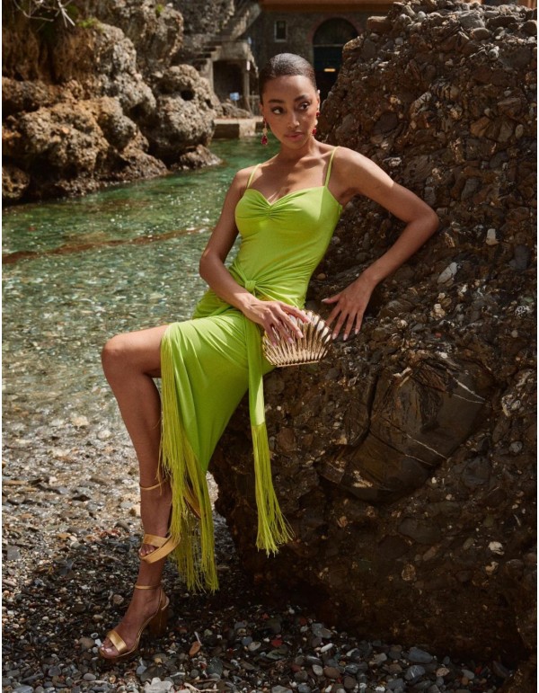 Robe de soirée midi en maille avec encolure cache-coeur... 2