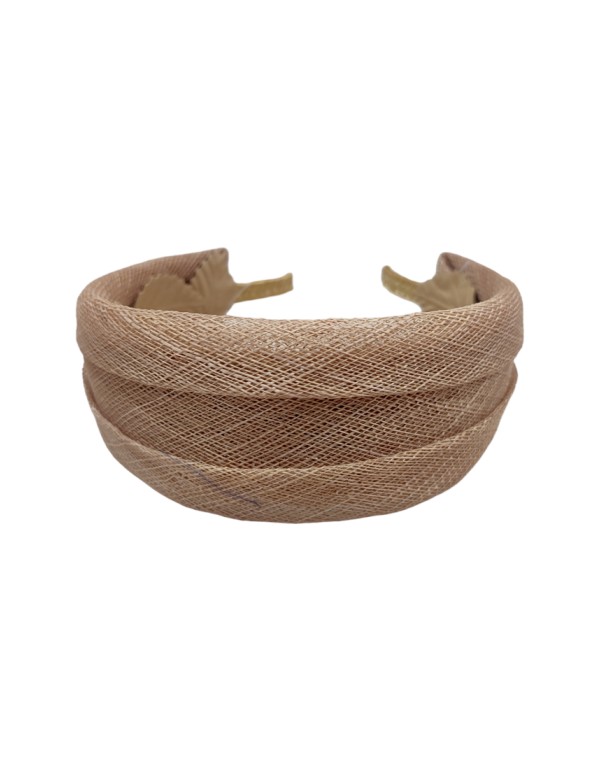 Bandeau de fête beige en double raphia
