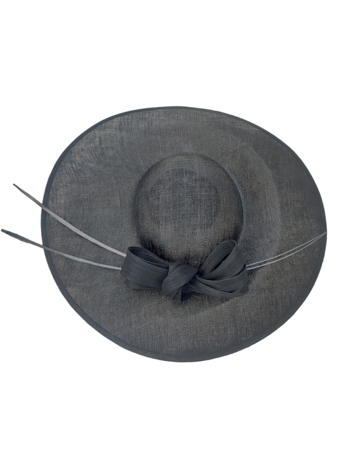 Black guest pamela with sinamay lacing and rachis