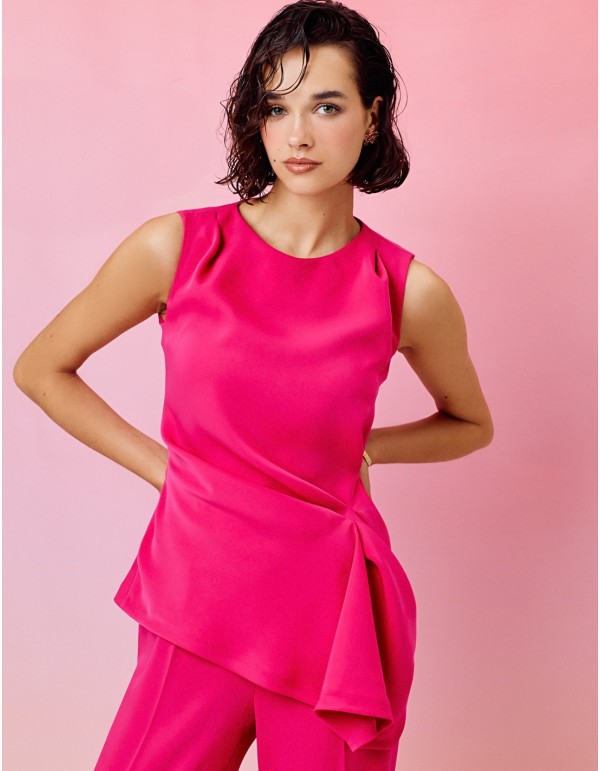 Sleeveless party top with pleated detail