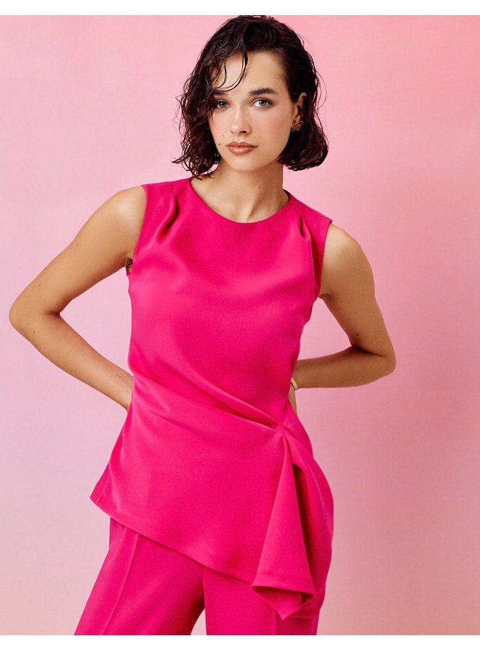 Sleeveless party top with pleated detail