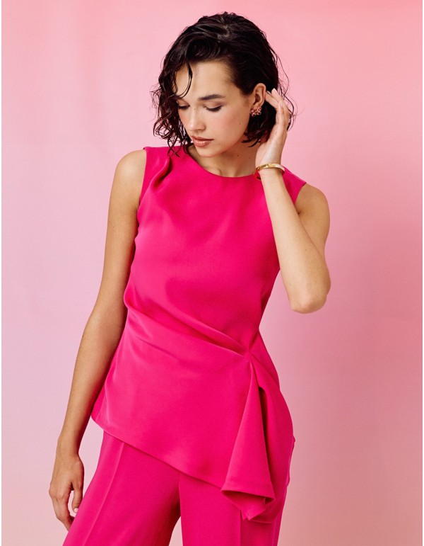 Top de fiesta satinado con detalle plisado 2