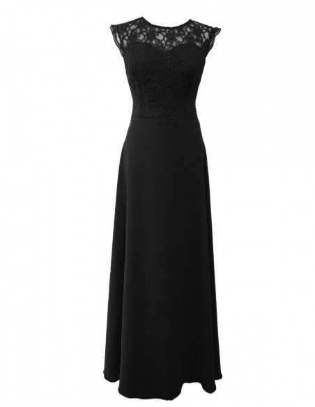 Long party dress with lace body Emma Black