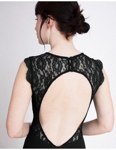 Vestido de fiesta largo con cuerpo de encaje Emma Negro Lauren Lynn London - 2 Vestido de fiesta largo con cuerpo de encaje Emma Negro Lauren Lynn London - 2