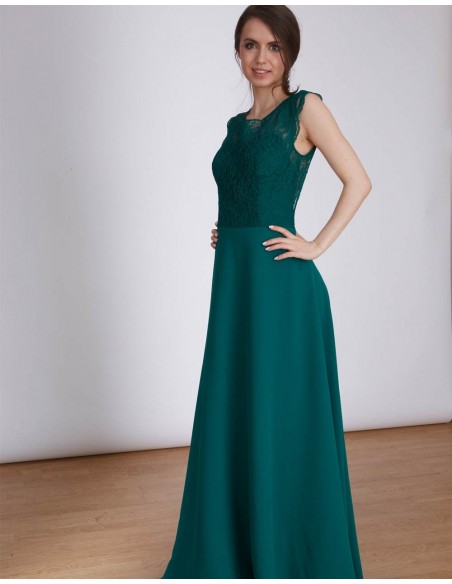 Vestido de fiesta largo de encaje con la espalda abierta Emma Vestido de fiesta largo de encaje con la espalda abierta Emma