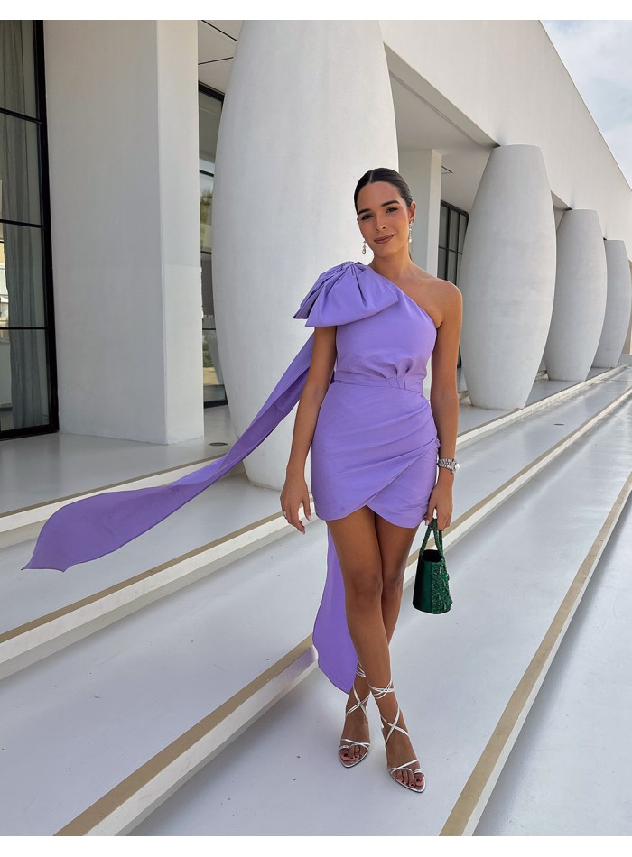 Robe asymétrique avec nœud à l'épaule - Teresa...