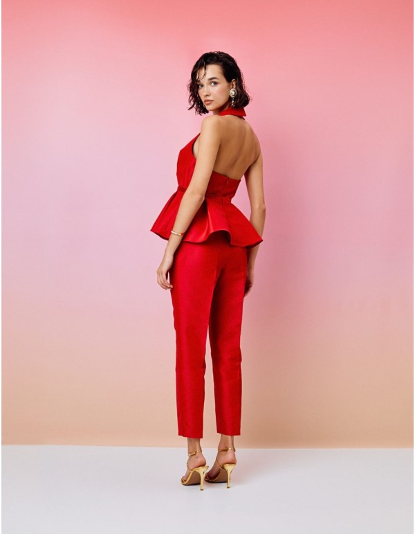 High-waist party trousers with darts and pockets 2