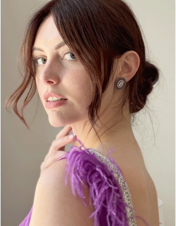 Boucle d'oreilles classique en cristal et pierres...