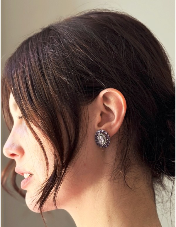 Boucle d'oreilles classique en cristal et pierres... 2