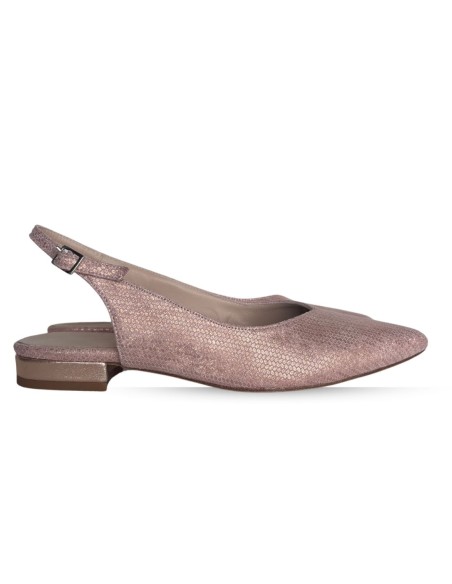 Ballerina flat ballerina in textured pale pink leather with heels