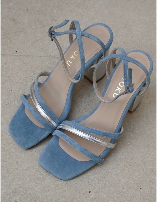 Sandale de fête bleue à lanières nouées à la cheville 2