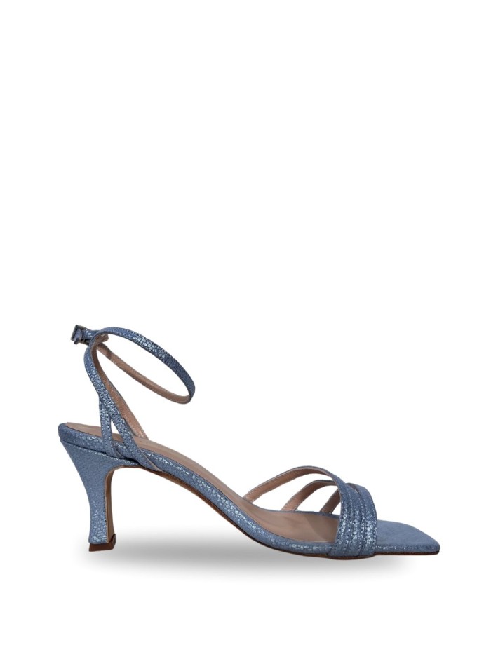 Blue party sandal with ankle straps