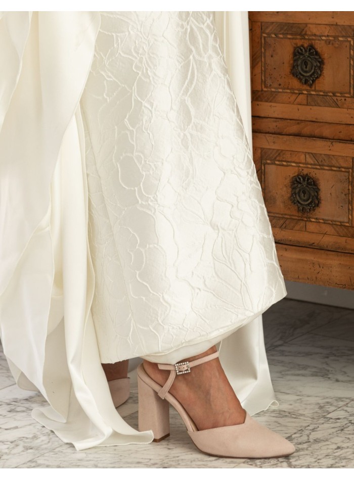 Chaussures de soirée à talons en daim rose