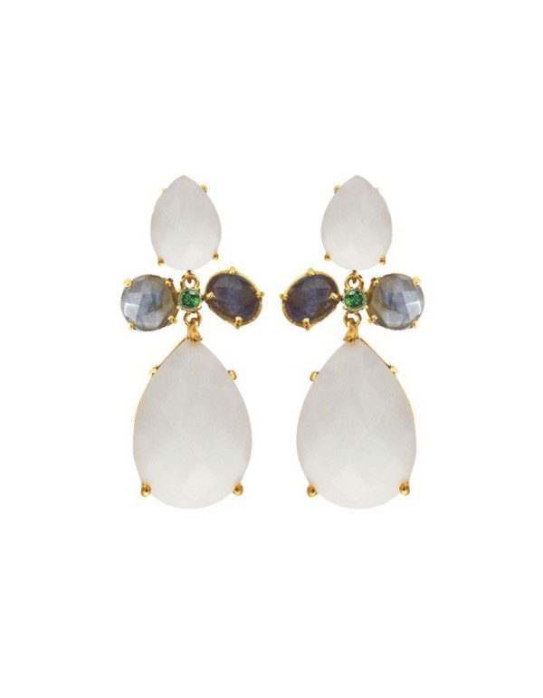 pendientes con piedras blancas