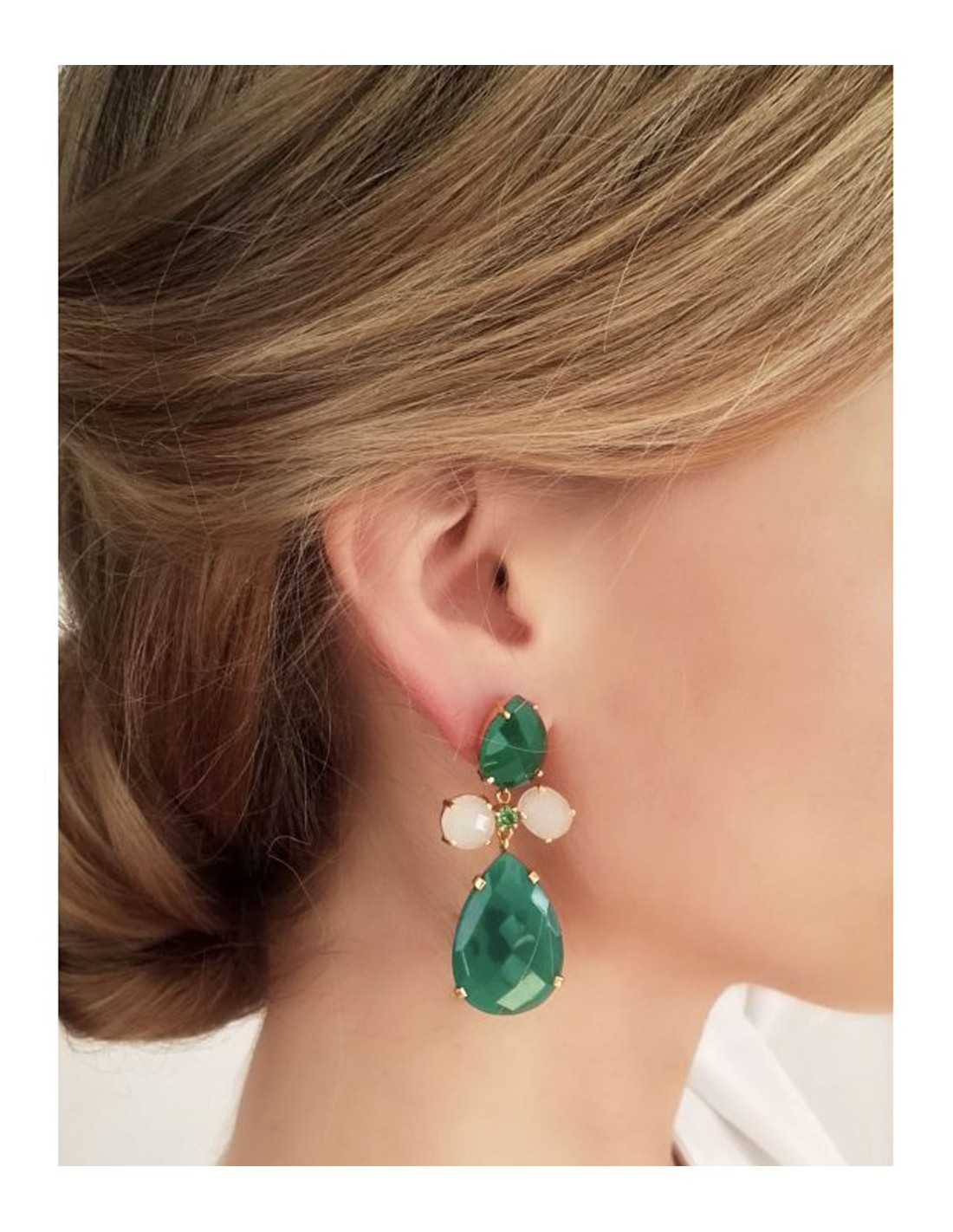 pendientes largos joyas modernas pendientes colgantes Pendientes de jade verde esmeralda joyas para mujer pendientes de piedras semi preciosas