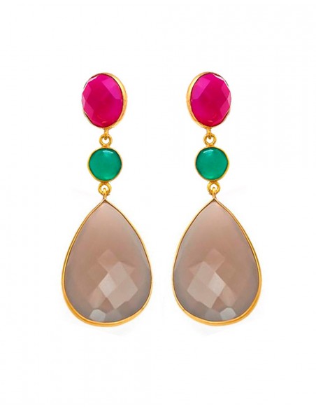 Pendientes largos de fiesta realizados en piedras naturales. Welowe en INVITADISIMA Pendientes largos de fiesta realizados en piedras naturales. Welowe en INVITADISIMA