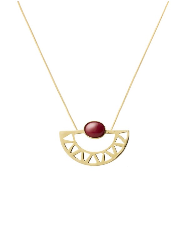 Egyptian moon necklace with red stone