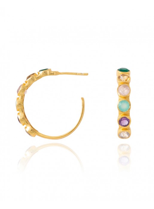 Hoop earrings with multicolored stones - Halley LAVANI - 1