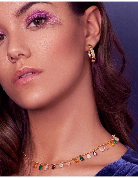 Hoop earrings with multicolored stones - Halley LAVANI - 2