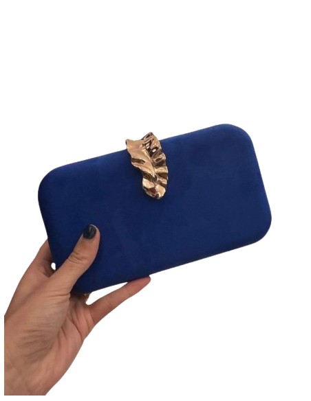 Suede party bag with golden leaf brooch - PERFECT GUEST