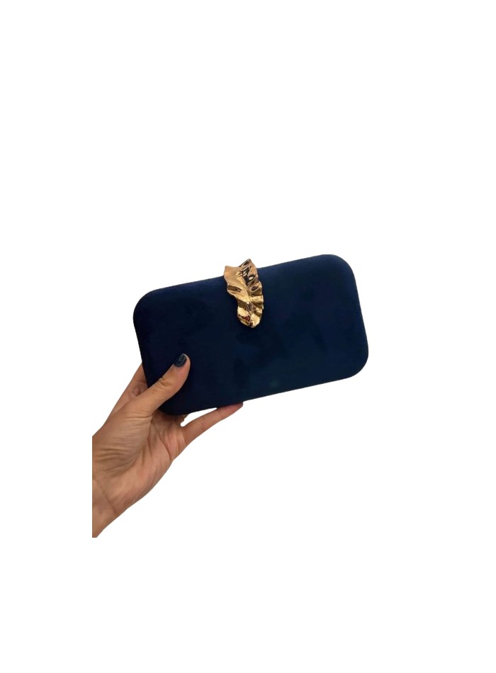 Suede party bag with golden leaf brooch - PERFECT GUEST