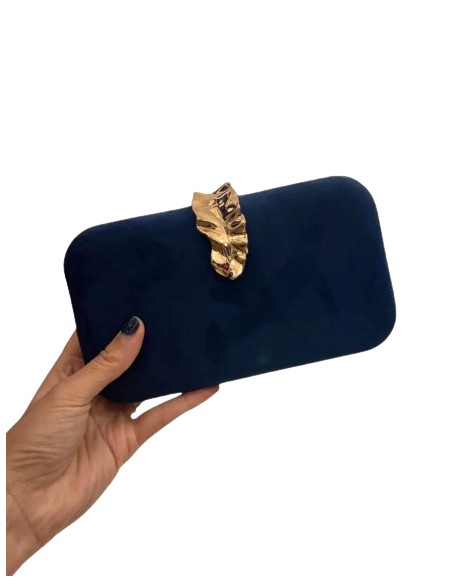 Bolso de fiesta de antelina con broche de hoja dorado - INVITADA PERFECTA