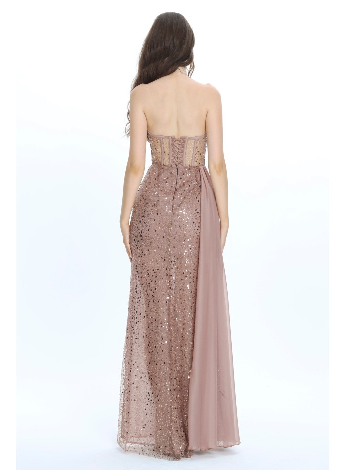 Vestido de fiesta largo con escote palabra de...