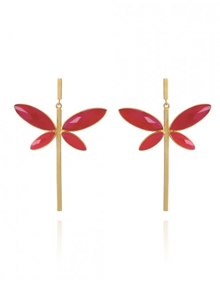 Fuchsia dragonfly party earrings - Daphne at INVITADISIMA