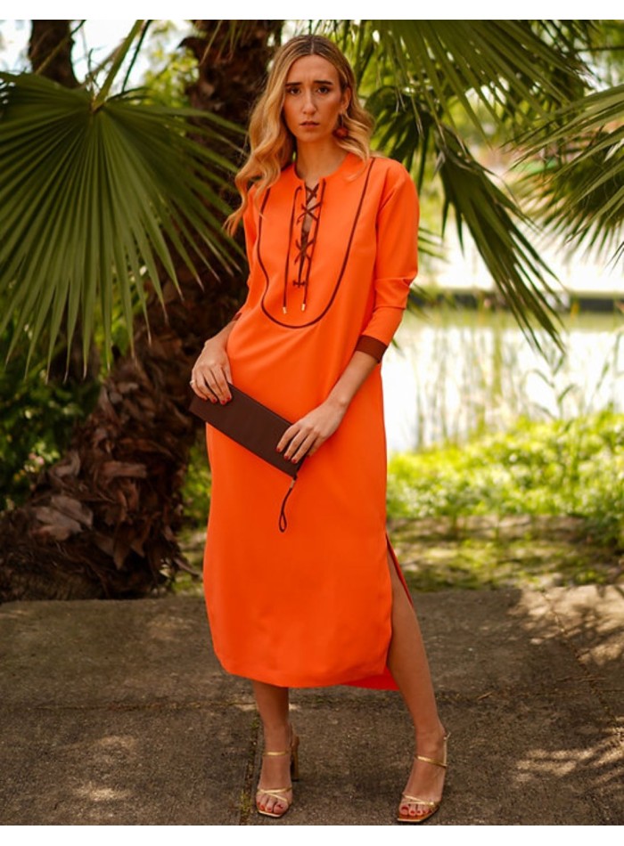Robe d'invité de style kaftan orange avec...